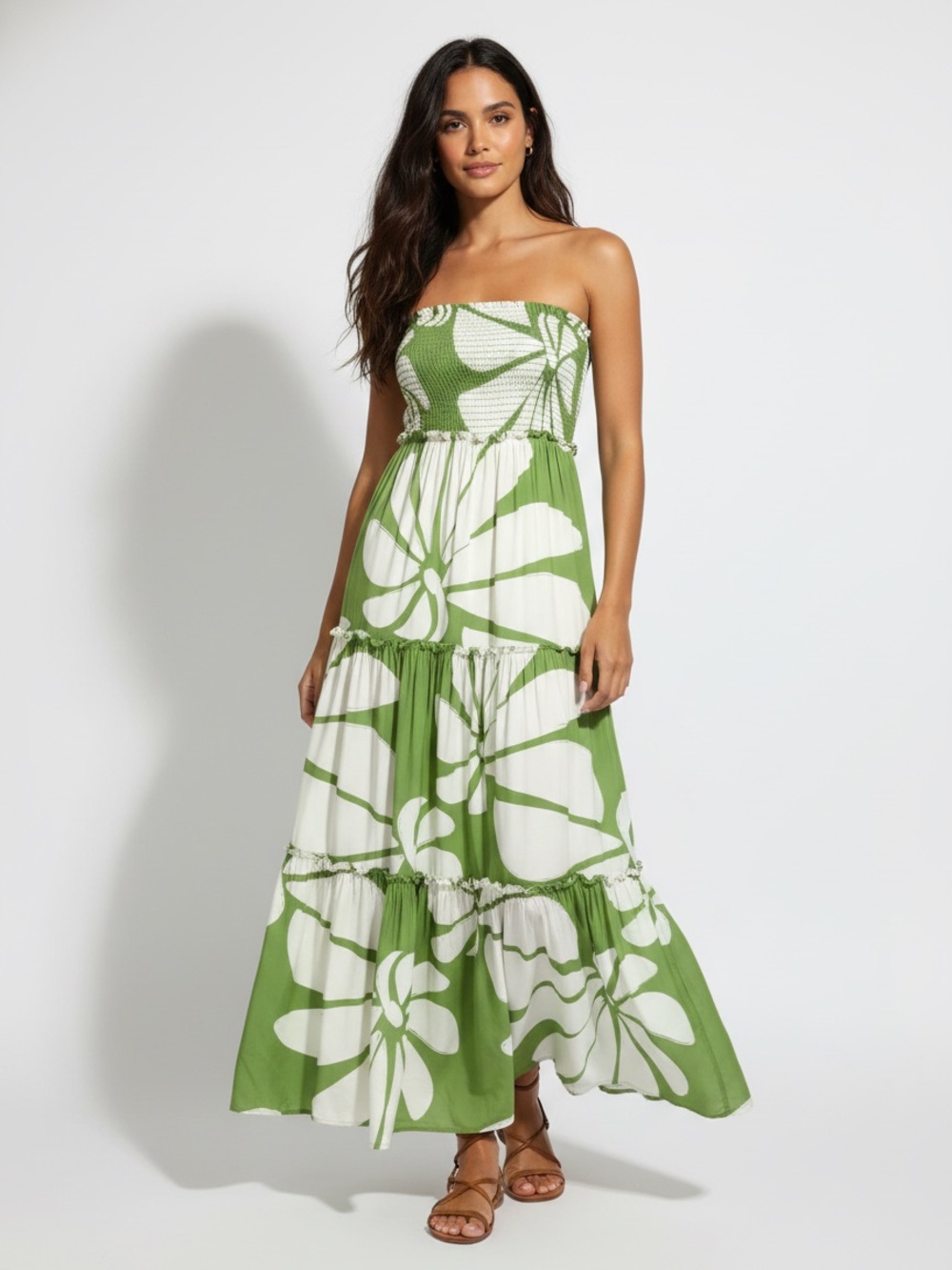 Abel The Label Anthropologie Strapless Matcha Maxi Dress